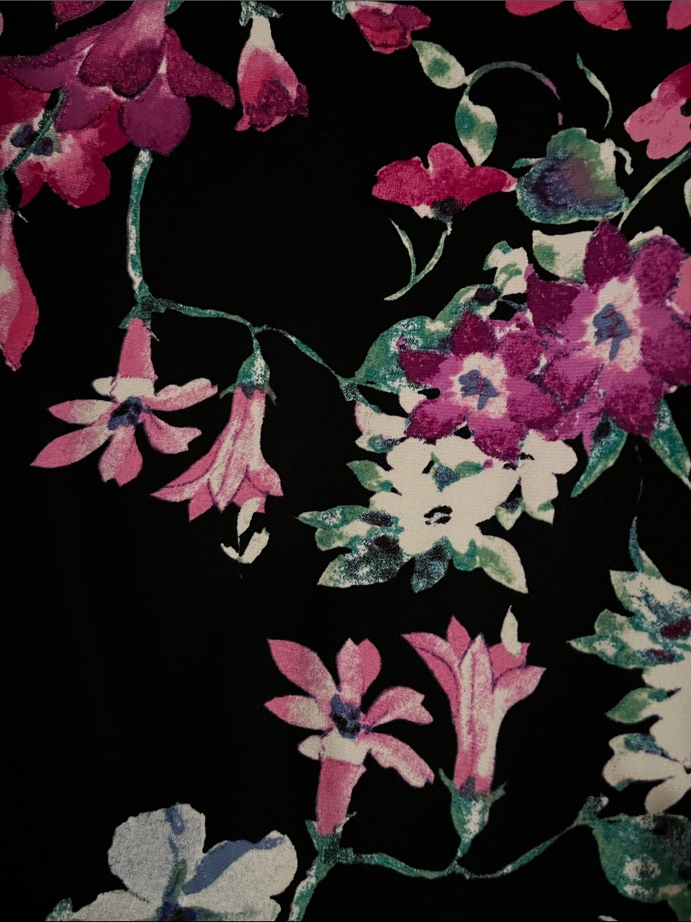 Chaps Black Midi Dress with Pink Floral Print - Picture 3 of 10